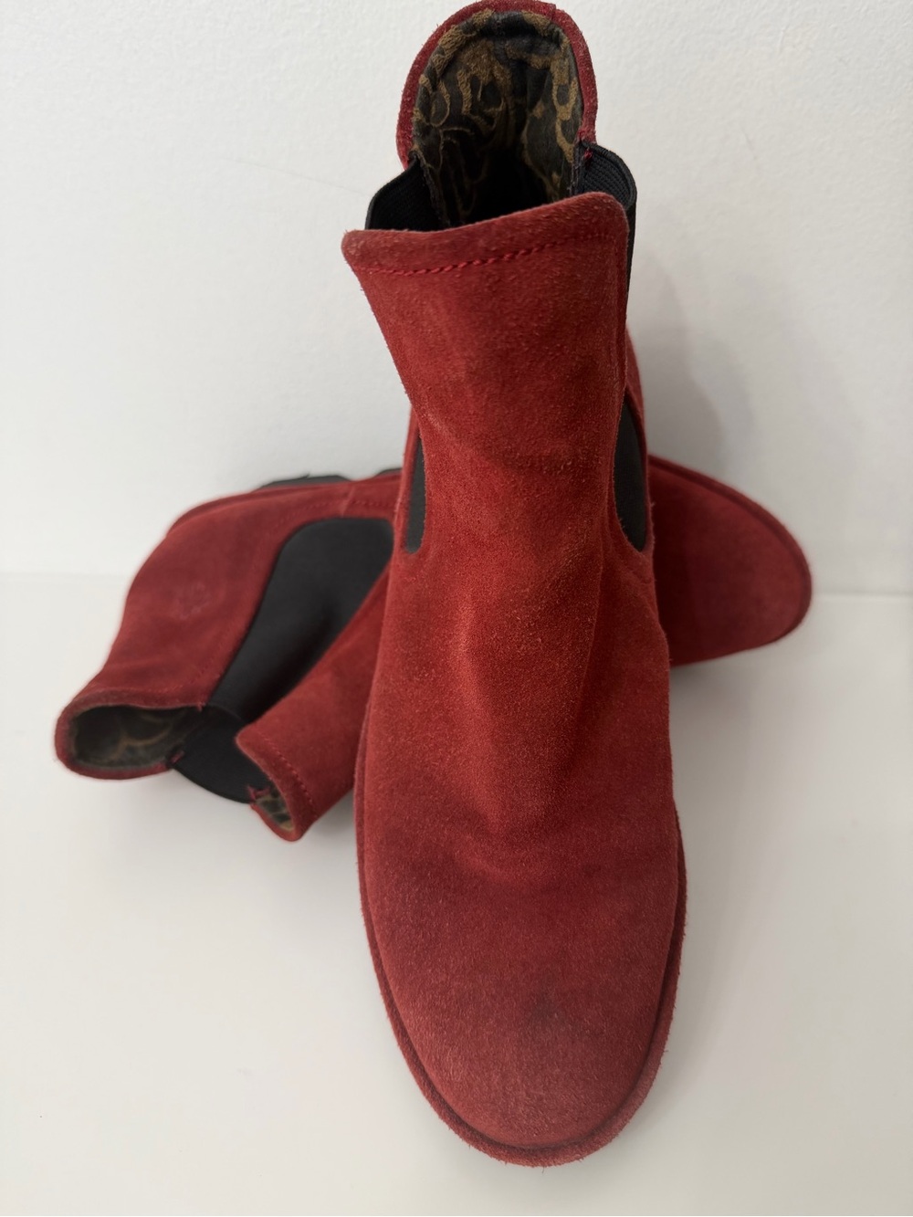 Fly London Women’s Red Suede Chelsea Ankle Boots Size 40